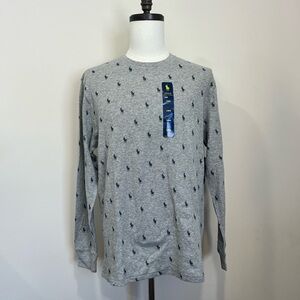 NWT Polo Ralph Lauren Allover Pony Waffle-Knit Sleep Shirt Gray Men’s Large